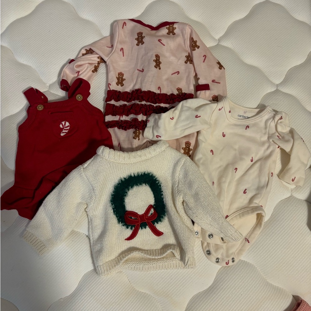 Carter's Cream Baby Bodysuit with Red Candy Cane Print